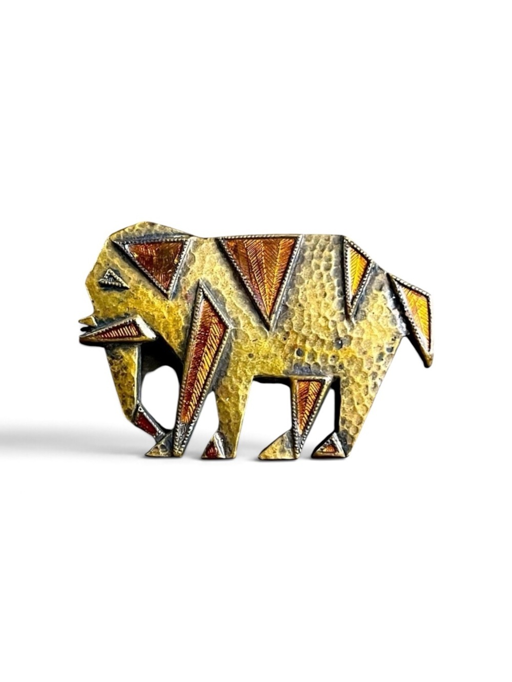 Brass Elephant Vintage Brooch